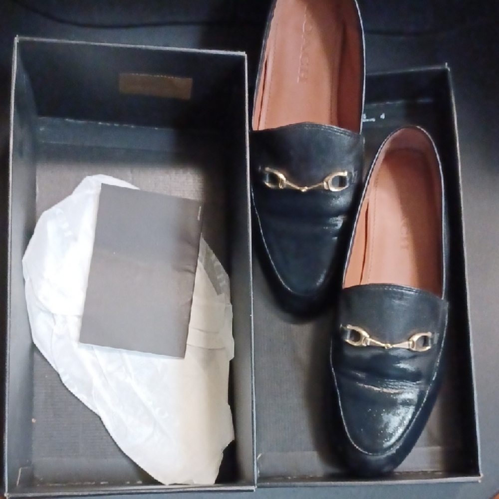 Coach Leather Women's Loafers with Gold Bit Detail